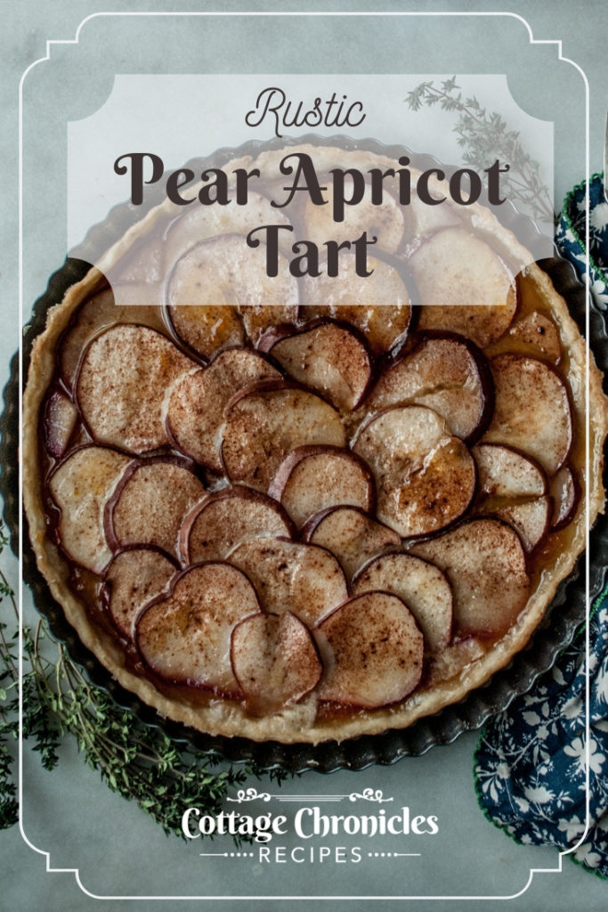 Free Printable Recipe for this delightful Pear and Apricot Jam Tart. The all butter pie crust is crispy and delicious!