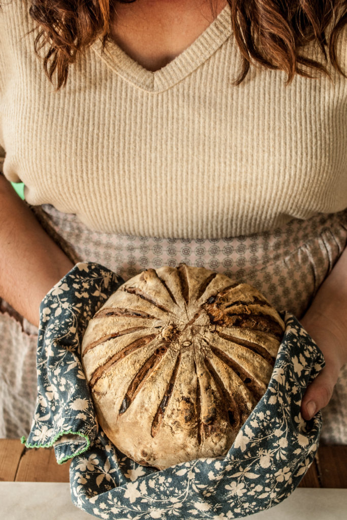 Easy Recipe and Instructions. Rustic Bread Recipe for Walnut and Cranberry Artisan loaf.  Printable Recipe for homemade bread, perfect for Fall baking recipes.