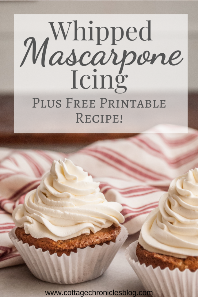 Whipped Mascarpone Icing, super easy recipe with printable recipe. Perfect for frosting or for cake filling, a rich but light alternative to sugar frosting. You will LOVE this!
