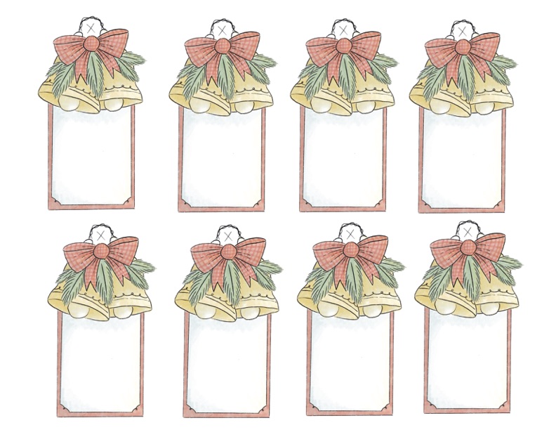 Free Printable Gift Labels.  Christmas bells labels. 