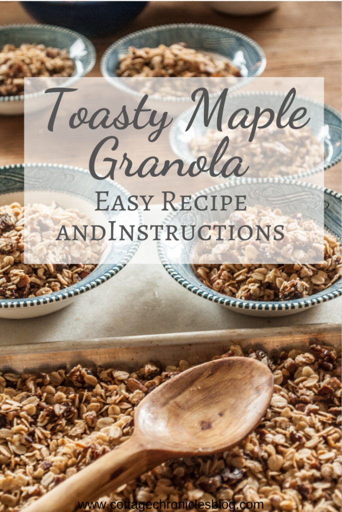Maple Rum Granola Recipe. Easy Homemade Granola Recipe, rich toasy flavor with maple syrup, dates, pecans and nutmeg.