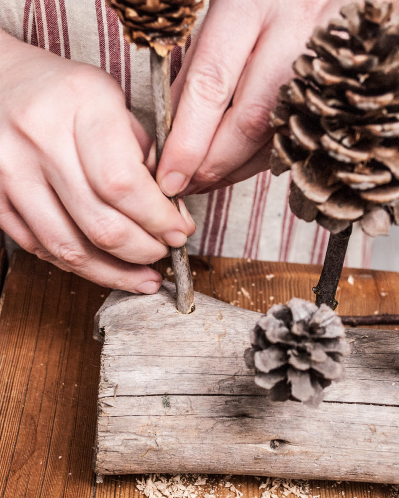 Easy DIY Craft. Pinecone sculpture forest, Christmas Home Decor Craft. Handmade DIY Christmas Crafts Tutorial.