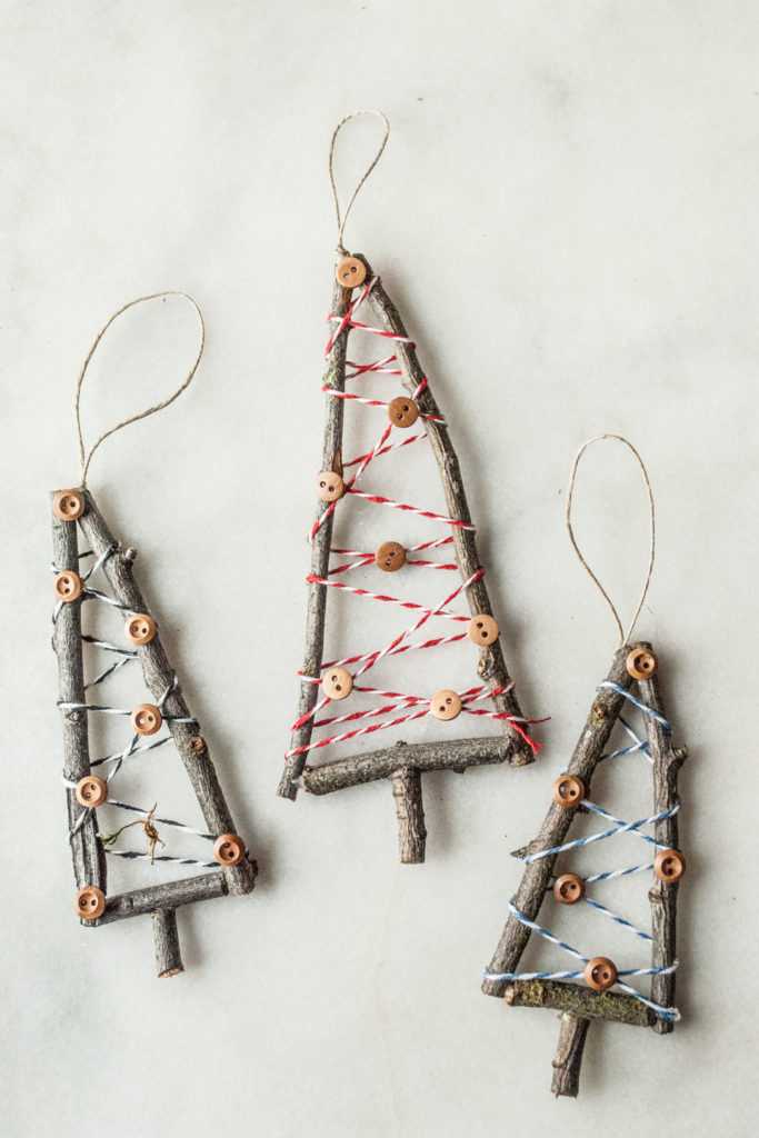 Rustic Stick Tree Ornament. Handmade DIY Christmas Crafts Tutorial.