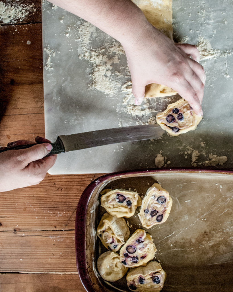 Easy recipe for delicious, buttery sweet blueberry rolls with a cream cheese filling. Make with delicious Einkorn flour!