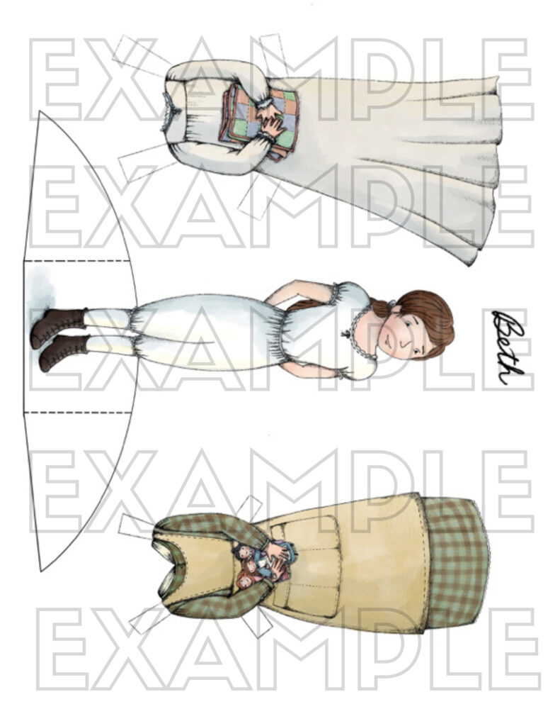 Instant Download and Print these charming paper dolls from Cottage Chronicles. Includes all four sisters with changes of clothing, as well as Marmee, Laurie and Mr. Bhaer. Printable paper dolls for digital download.